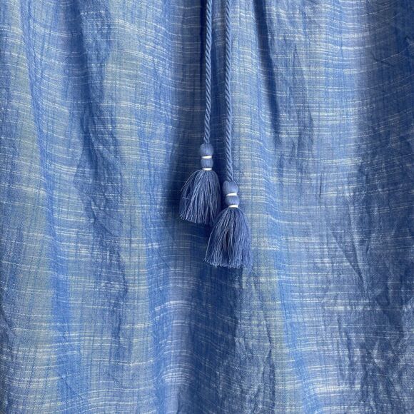 Talbots Tunic Embroidered Blouse Women's 2Xp Blue Cut Outs Tassels Boho India - Picture 6 of 15